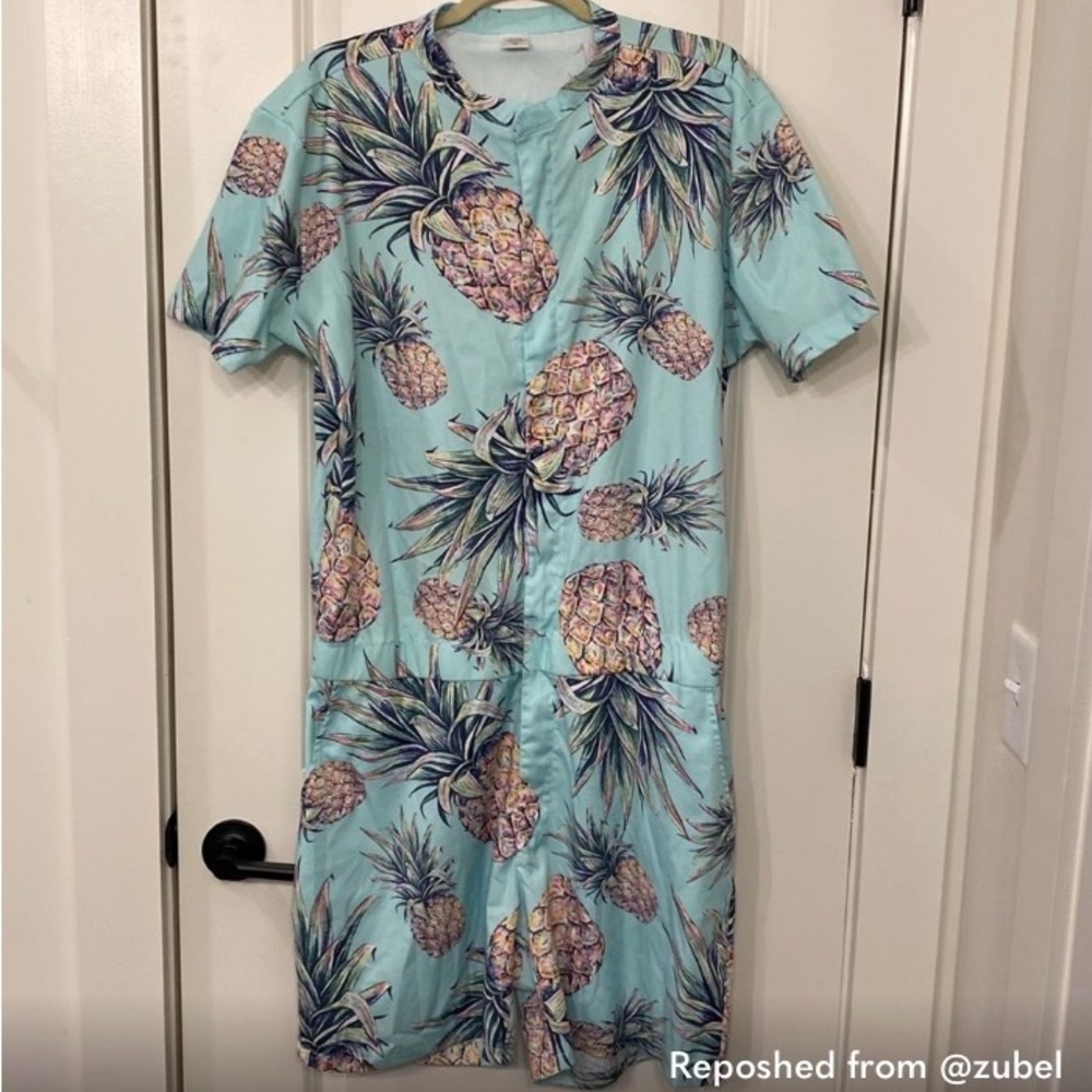 Tropical Pineapple Print Men's Romper